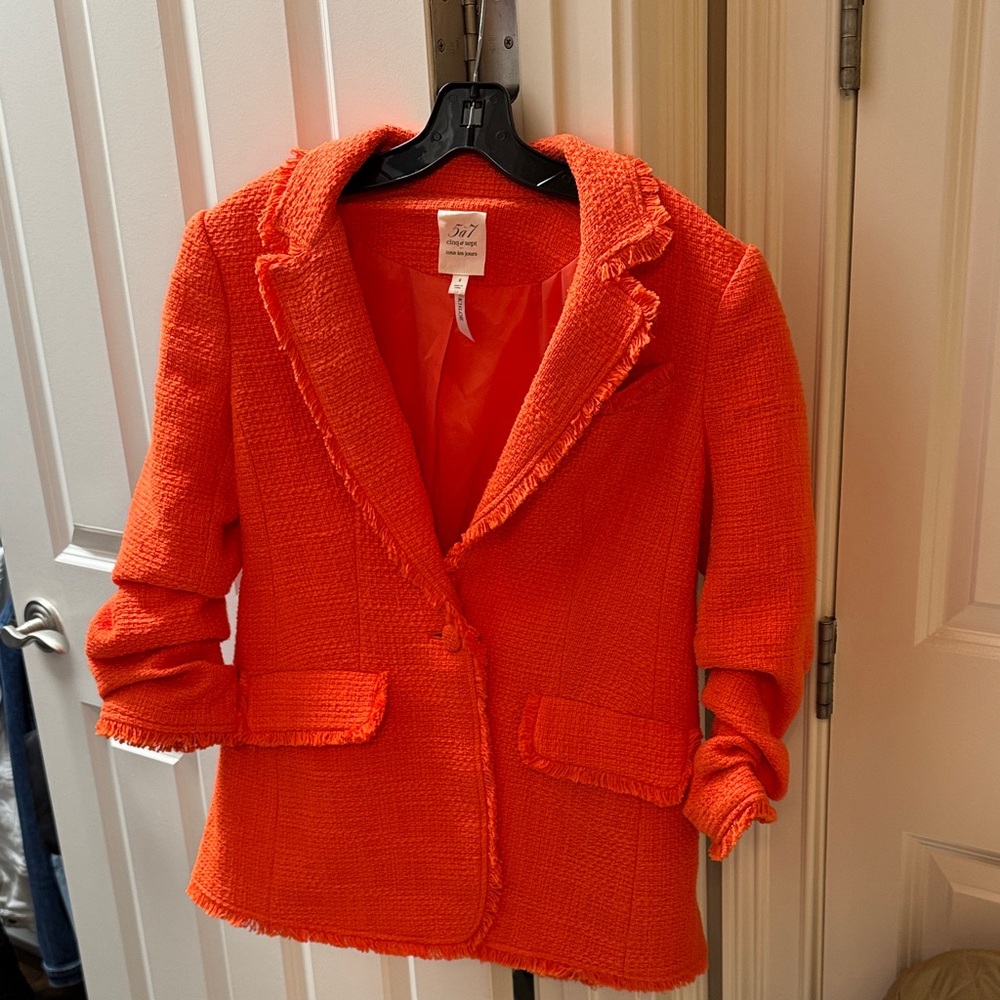 Cinq a Sept Bright Orange Linen Women's Blazer